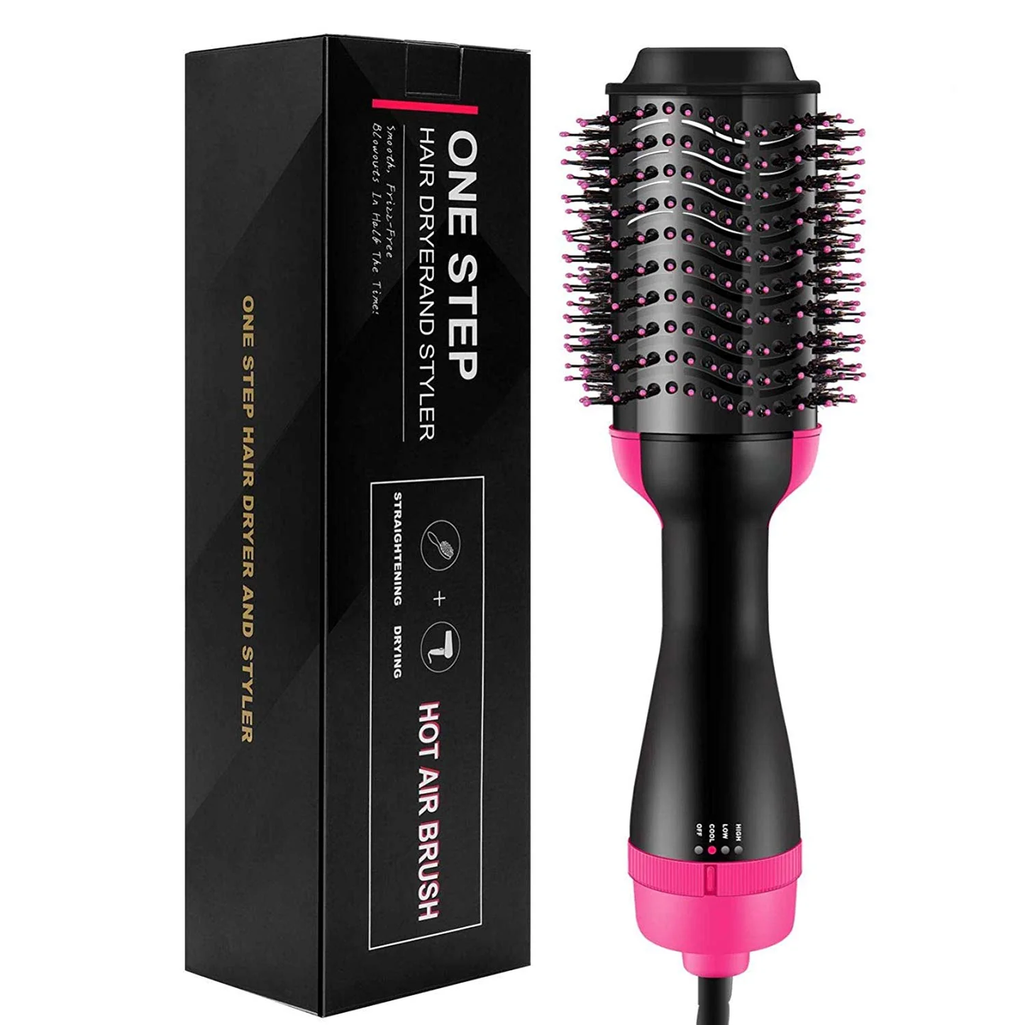 Professional 4-in-1 Hot Air Brush & Volumizer – Ionic Hair Dryer & Styler