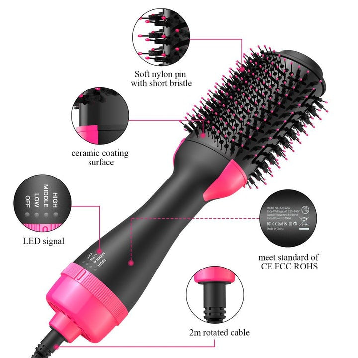 Professional 4-in-1 Hot Air Brush & Volumizer – Ionic Hair Dryer & Styler