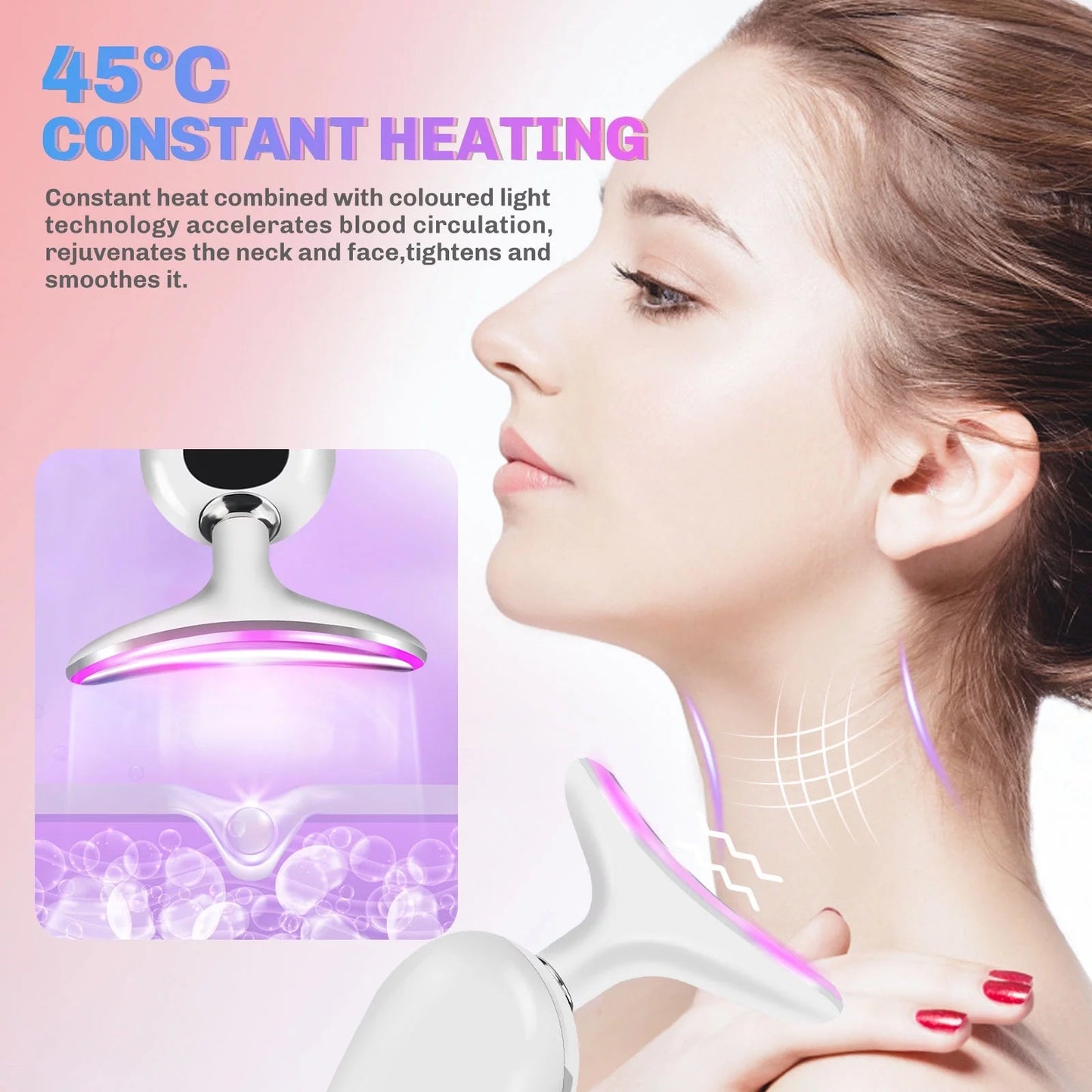 Neck & Face Lifting Beauty Device – EMS Microcurrent, Heat & LED Therapy