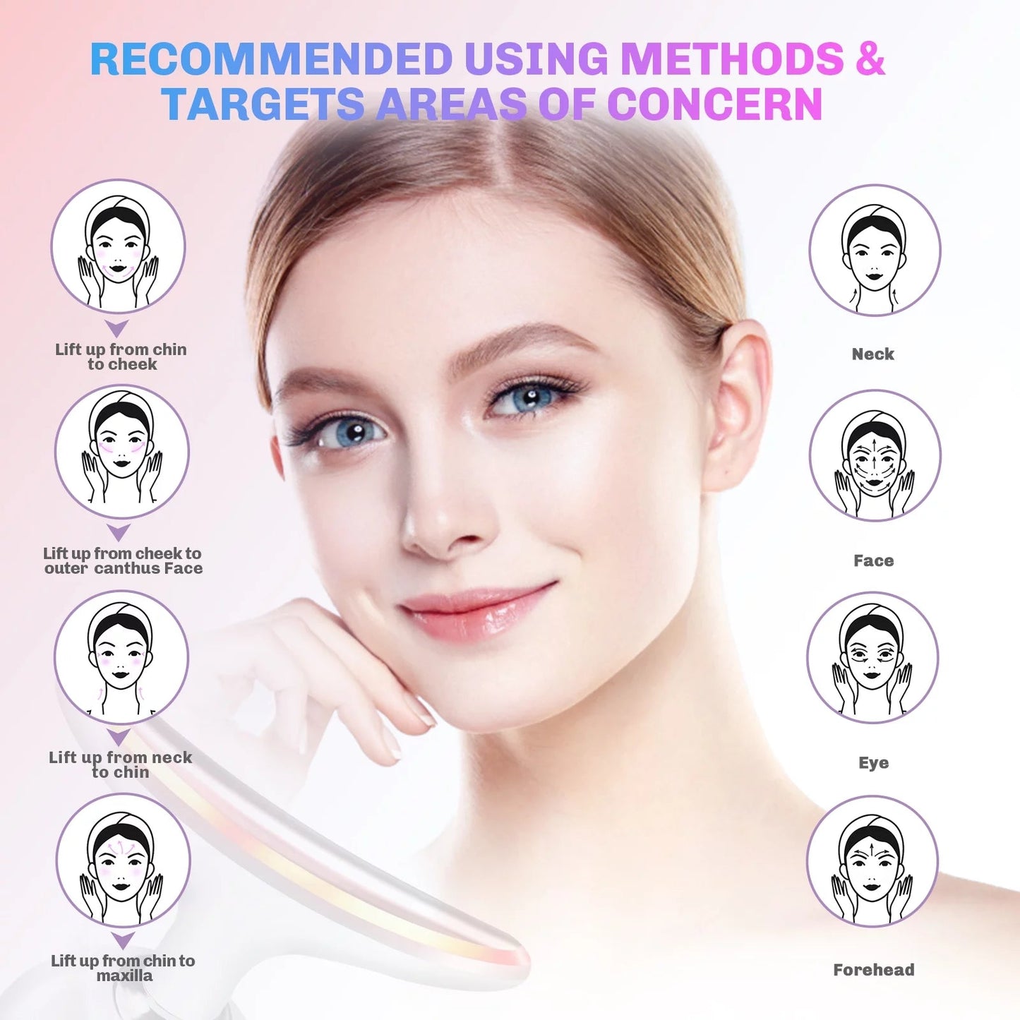 Neck & Face Lifting Beauty Device – EMS Microcurrent, Heat & LED Therapy