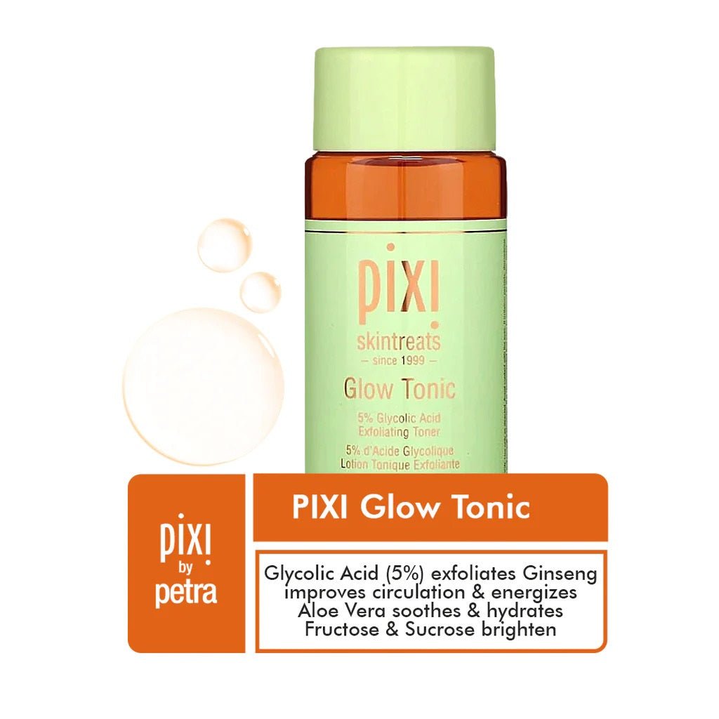 Pixi Glow Tonic (100ml) – Exfoliating & Hydrating Toner with Glycolic Acid, Aloe Vera & Ginseng – Original