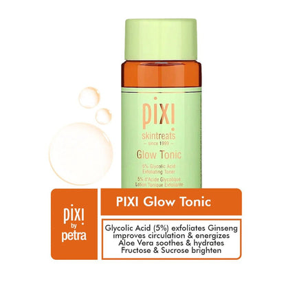 Pixi Glow Tonic (100ml) – Exfoliating & Hydrating Toner with Glycolic Acid, Aloe Vera & Ginseng – Original